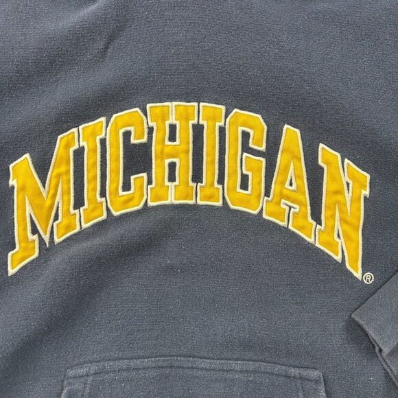 Vintage Steve Barrys Michigan Hoodie Mens Large Wolverine Embroidered Sweatshirt - Picture 2 of 7